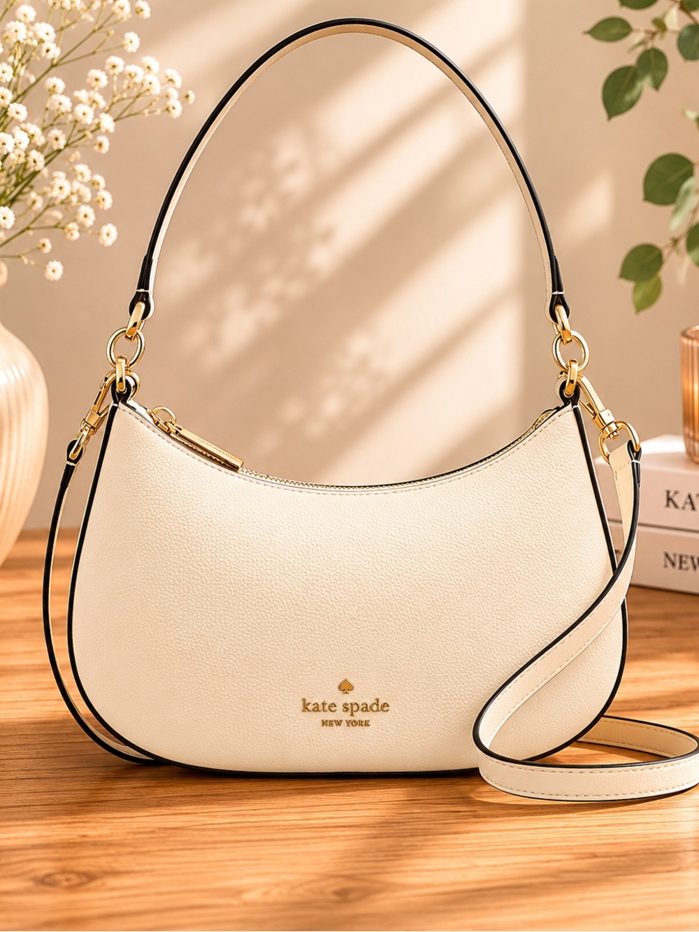 Kate Spade Paige Crossbody NWT Meringue Cream Ivory Saffiano Leather Bag w Gold